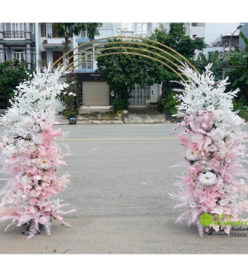 cổng hoa cưới tông hồng phấn