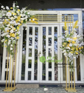 cổng hoa lụa tông vàng h1