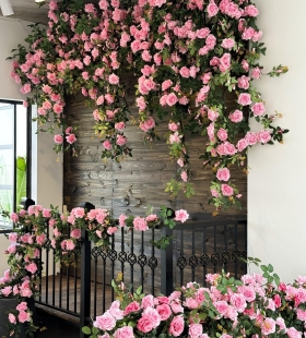 địa chỉ trang trí giàn hoa hồng cổ - hoa lụa